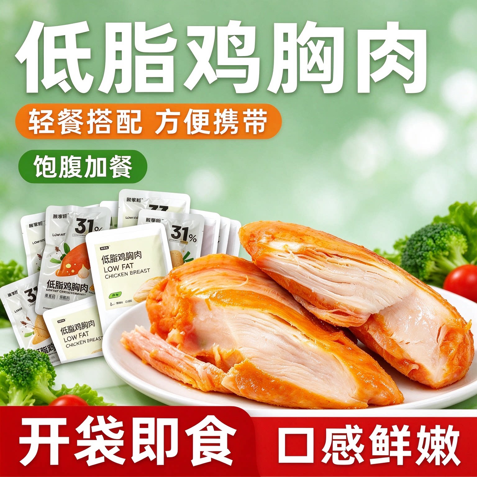 鸡胸肉减餐脂0低脂肪肥开袋即食0添加高蛋白0热量网红居家代餐