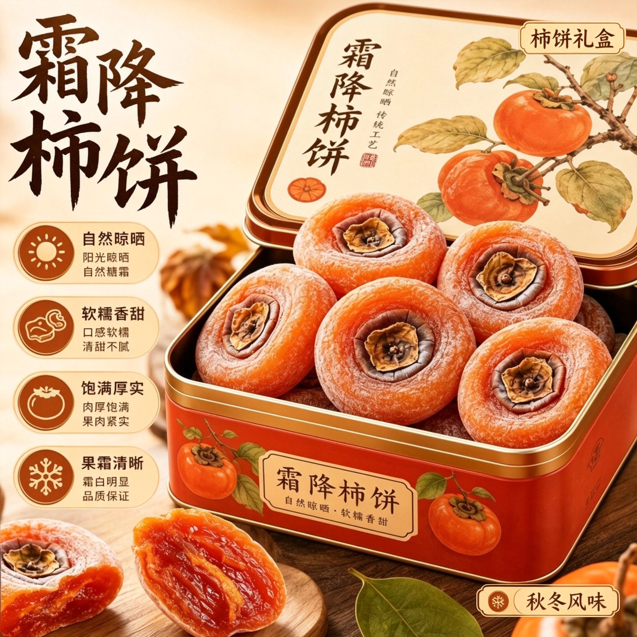 柿子饼广西桂林恭城流心农家开袋即食柿饼非陕西富平孕妇休闲零食