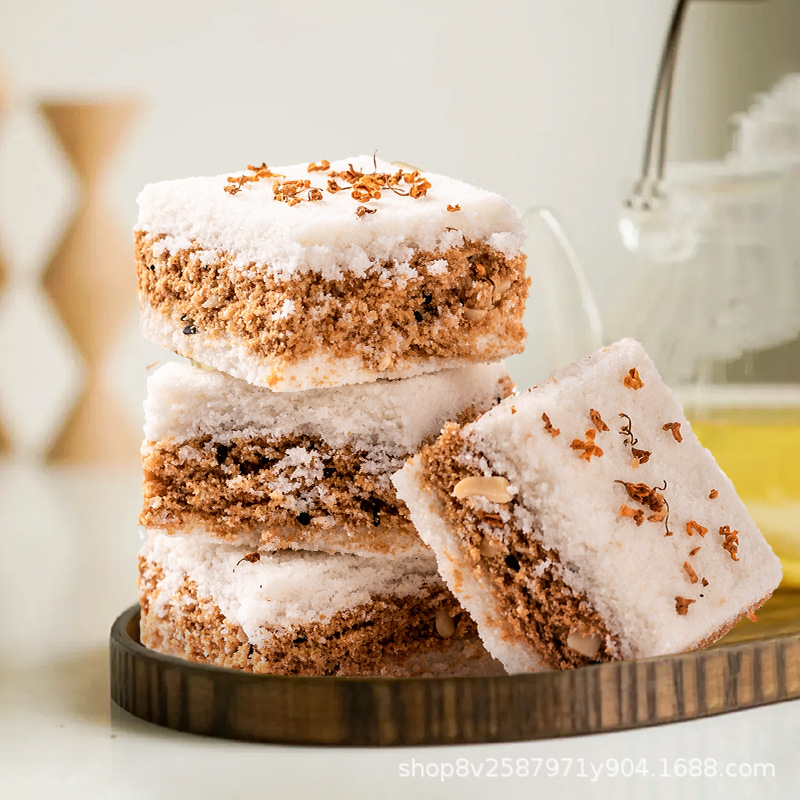 手工夹心小米糕茶点心小吃桂花糕松糕休闲小零食早餐糕点代餐食品