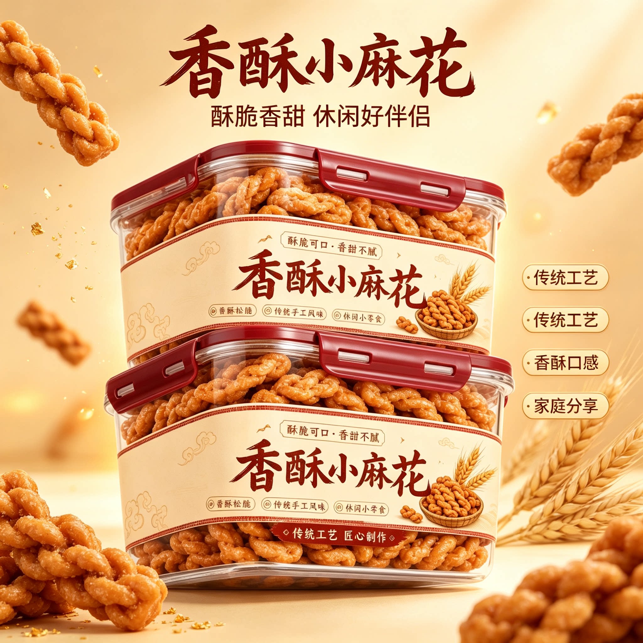 香酥小麻花红糖蜂蜜葱香椒盐味单独立包装整箱解馋小零食酥脆