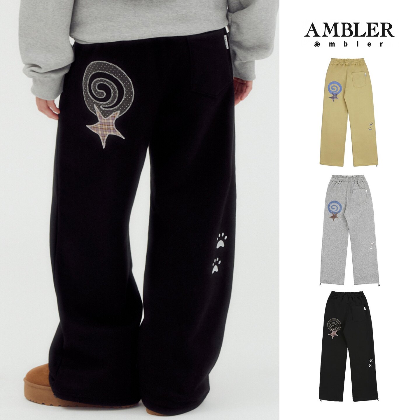 AMBLER印花松紧腰运动长裤