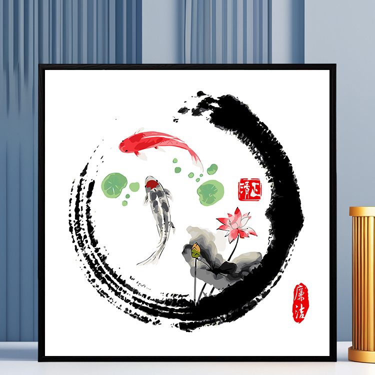 数字油画diy廉洁廉政党建爱国莲花卉竹子兰花中式手工填色油彩画