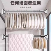 免打孔伸缩晾衣杆窗帘杆不锈钢浴帘杆阳台撑杆子衣柜挂衣杆收缩