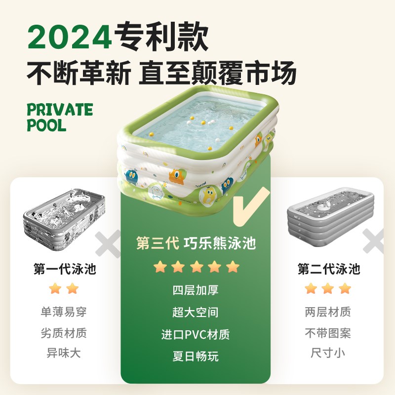 充气游泳池儿童家用婴儿游泳桶宝宝室内折叠加厚超大号泡澡桶泳池