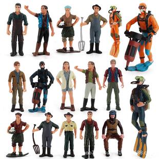 仿真微缩小人偶场景模型巡逻员驾驶潜水员饲养员农民桌面沙盘人物