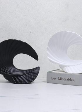 北欧海浪几何现简约工艺品树脂电视柜样板房展示柜摆件软装饰品