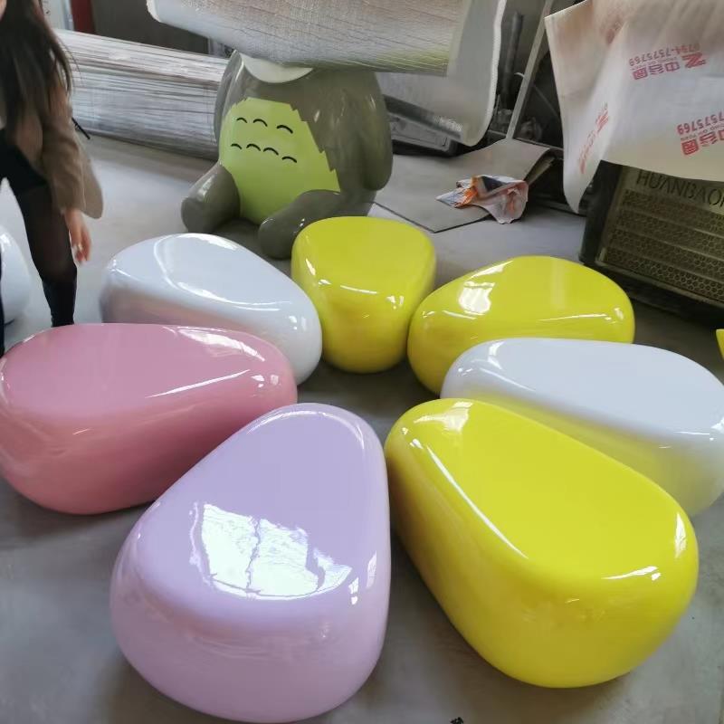 玻璃钢商场休闲椅鹅卵石坐凳户外组合座椅公共休息等候椅