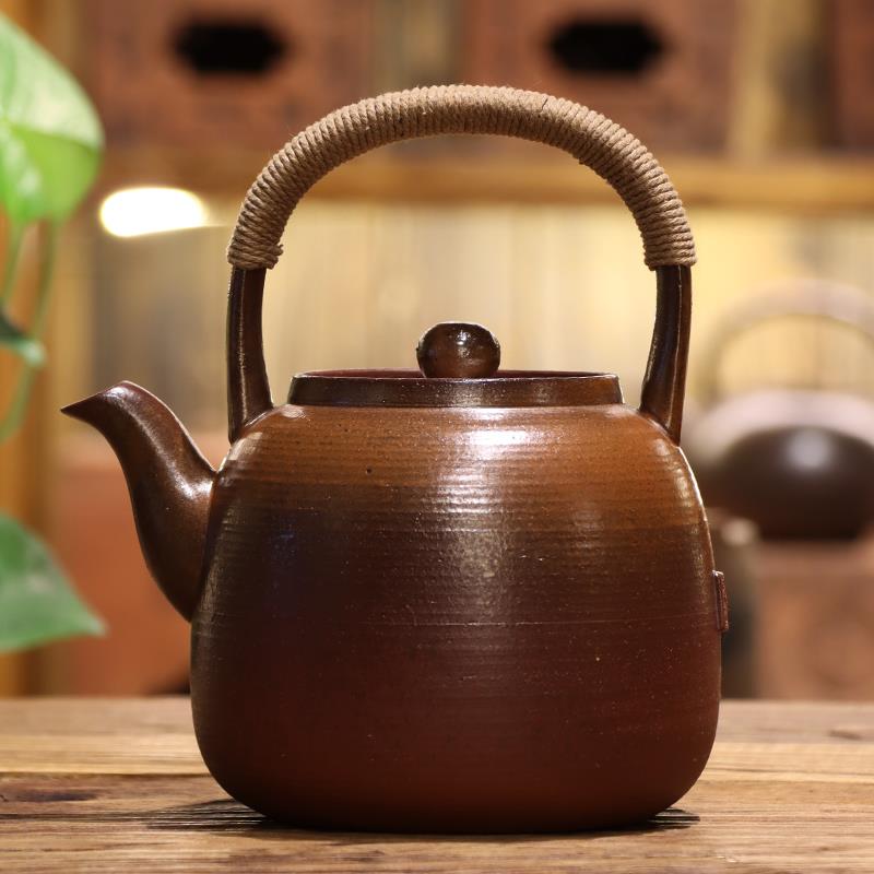 【中式朱泥壶】煮茶养生陶壶家用大容量户外烧水壶纯手拉泡茶壶
