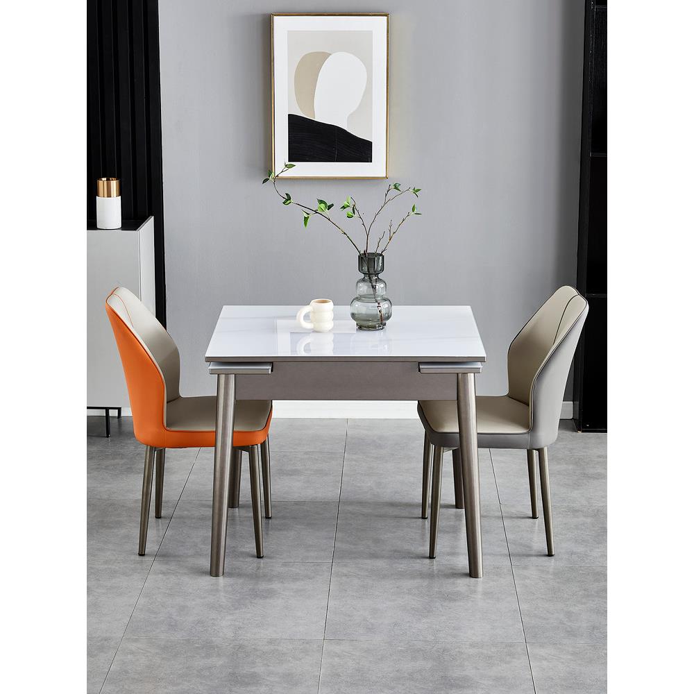 可伸缩折叠玉晶石餐桌椅组合小户型现代简约轻奢餐桌家用实木饭桌