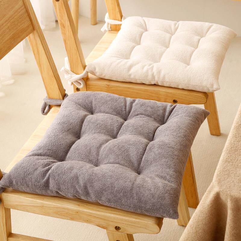简约现代轻奢加厚坐垫四季通用毛绒椅子垫办公室久坐板凳垫子防滑