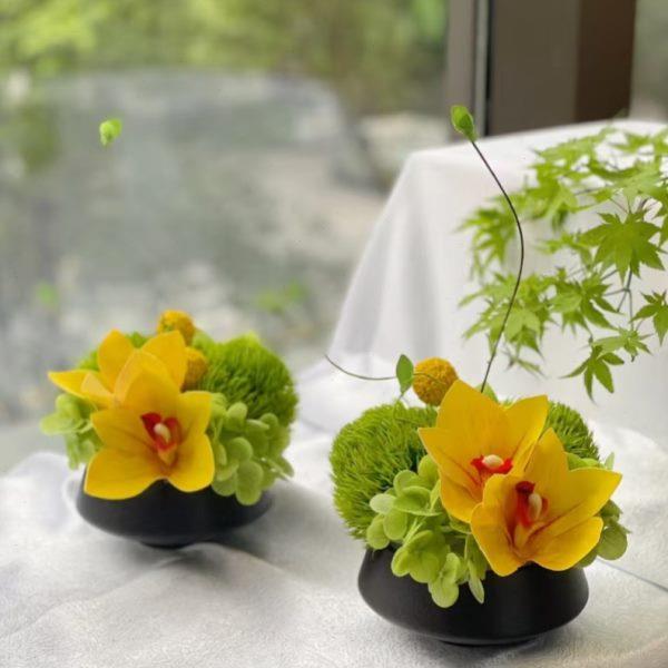 家居卖场售楼部饭店大圆桌样板间新中式装饰花艺客厅电视柜手工