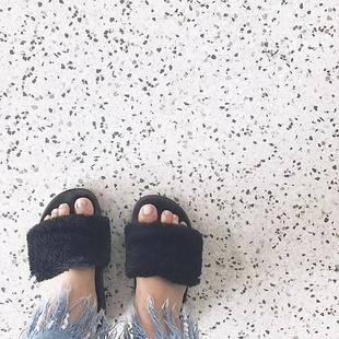 小火柴简约北欧白灰色仿水磨石瓷砖卫生间防滑地砖厨房淋浴间厕所