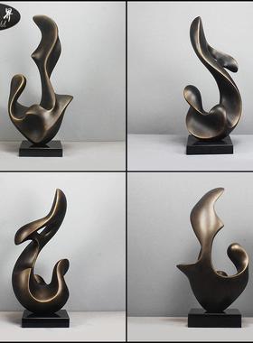 抽象雕塑摆件轻奢艺术品摆设玻璃钢软装饰品家居样板房售楼处陈设