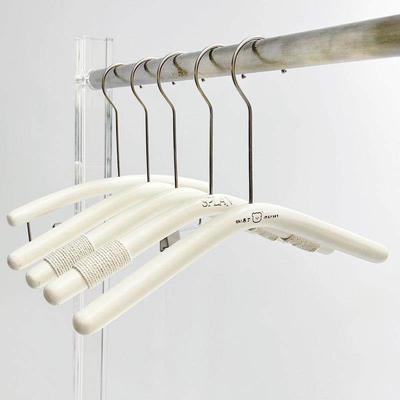 logo定制儿童服装店专用奶白色实木衣架棉绳童装木质防滑衣挂裤夹,收纳整理,木质衣架,淘宝优惠券,粉丝福利购,淘宝优惠卷