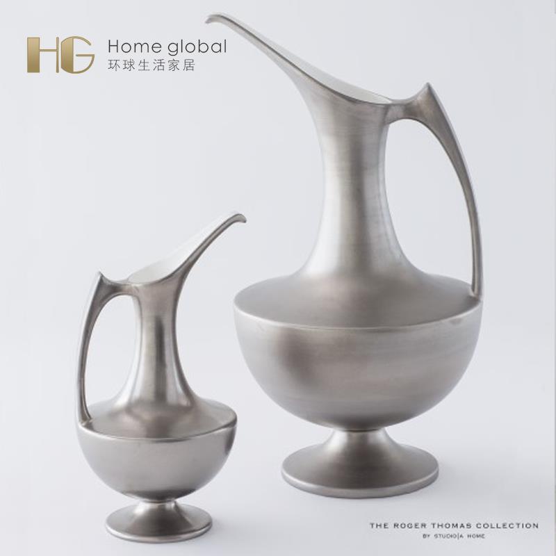 环球悦生活软装设计师样板房间白色青铜铂金色希腊水壶装饰品摆件