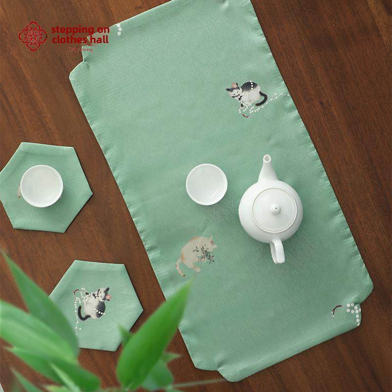 彩衣堂提花杯垫茶席新中式国风禅意桌旗简约茶桌布茶盘垫子可爱AC,居家布艺,茶席,淘宝优惠券,粉丝福利购,淘宝优惠卷
