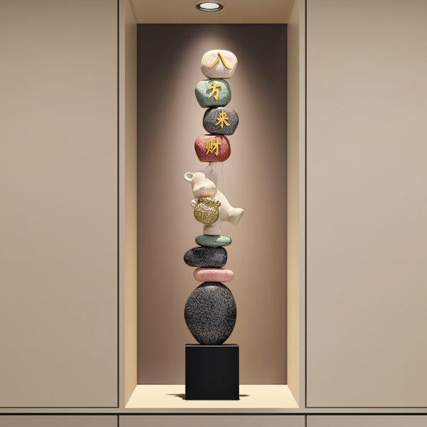 时来运转落地高级感摆件入户玄关八方来财客厅电视柜乔迁新居礼物