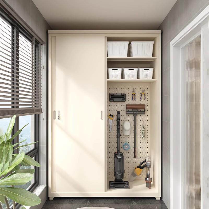 家用阳台储物柜卧室推拉门衣柜室外阳台收纳柜防水防晒带锁置物柜