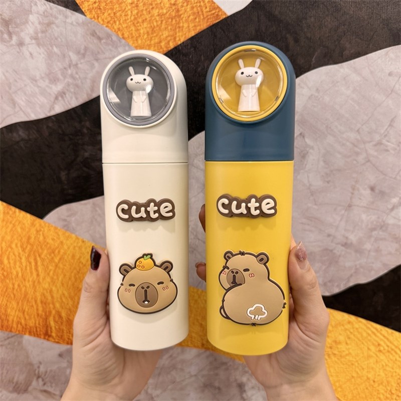 情侣旅行洗漱杯创意卡通便携式牙膏牙刷收纳盒高R颜值学生漱口杯