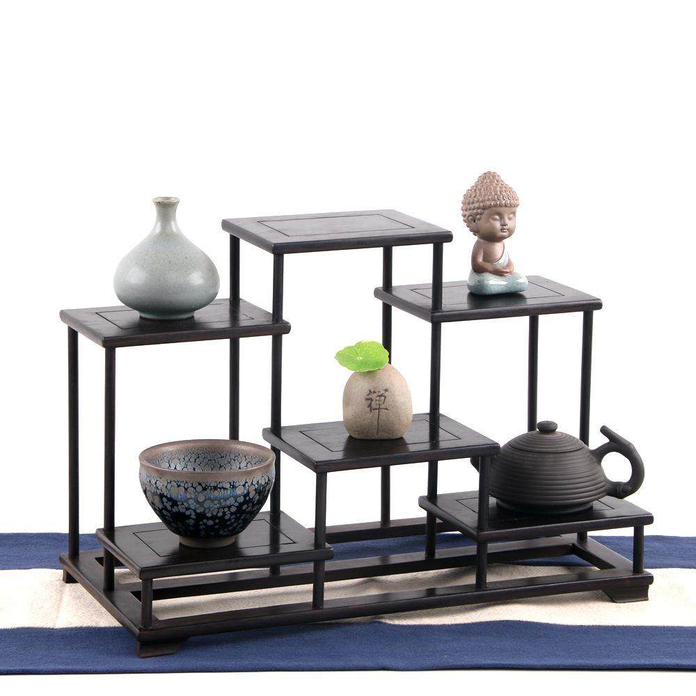 紫光檀多宝格古玩架榫卯小博古架茶壶茶具紫砂壶架实木置物架摆件