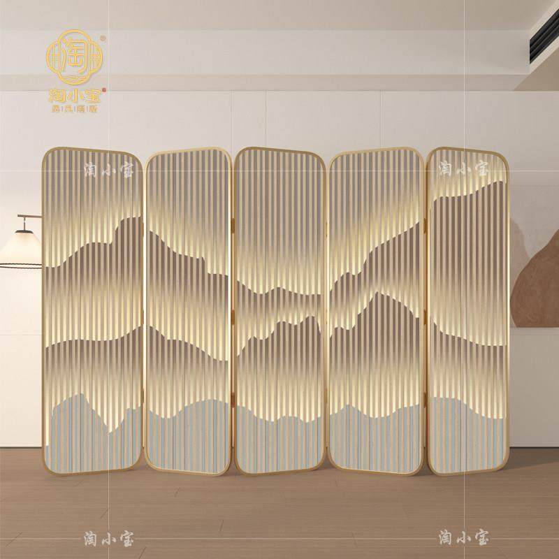 酒店轻奢铝合金屏风隔断客厅圆弧形遮挡玄关卧室办公室可移动折屏