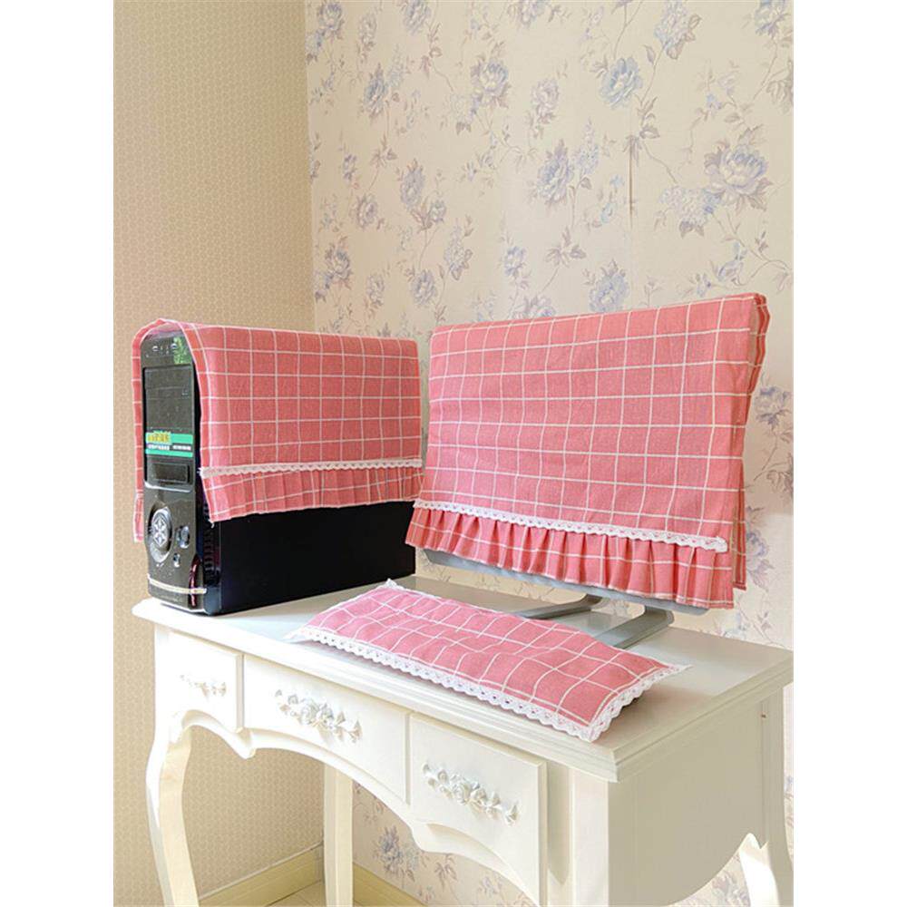 棉麻布艺卡通液晶电脑台式显示器套一体机曲屏电视防尘罩装饰遮布