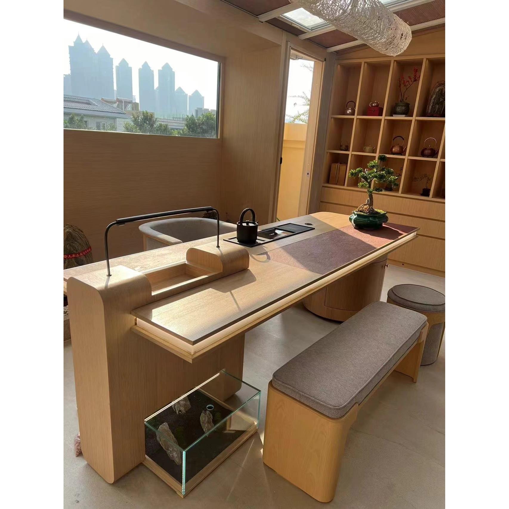 2024新款黑胡桃木茶桌轻奢现代高级感阳台小型实木胡桃木茶桌