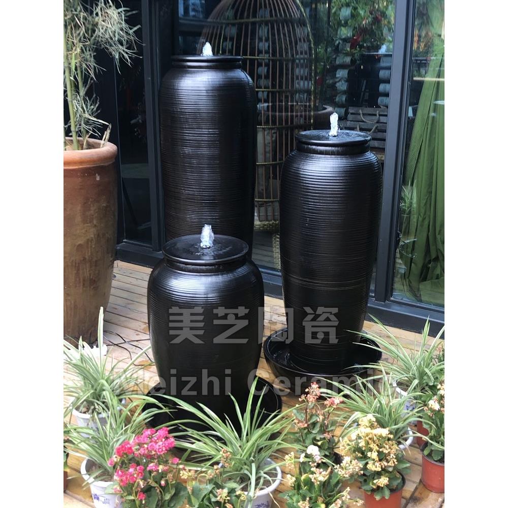 水池喷泉流水陶罐喷水大花瓶自动循环水景涌泉陶缸加湿器坛子摆件