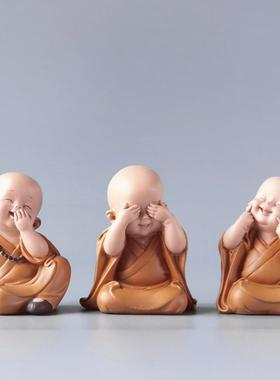 慧能小和尚摆件笑佛禅意佛像弥勒佛迷你玩偶佛系盆景造景工艺饰品