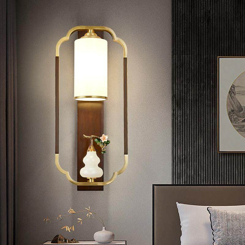 全铜新中式实木壁灯禅意鹿子葫芦客厅电视背景墙灯卧室床头走廊灯,家装灯饰光源,壁灯,淘宝优惠券,粉丝福利购,淘宝优惠卷