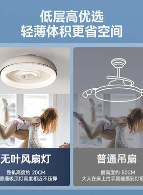 全光谱叶风无扇灯2025年形款隐静音卧室吸顶主卧房间电扇吊新扇灯