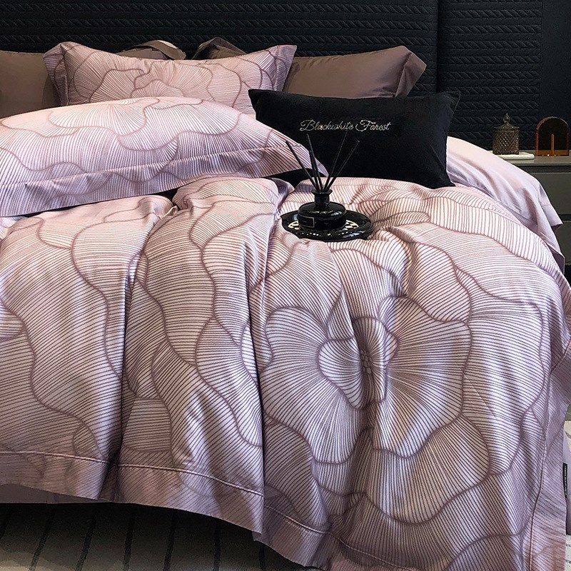 复古花朵高级感天丝长绒棉四件套新款裸睡床单被套罩1.8m床上用品,床上用品,床品套件/四件套/多件套,淘宝优惠券,粉丝福利购,淘宝优惠卷