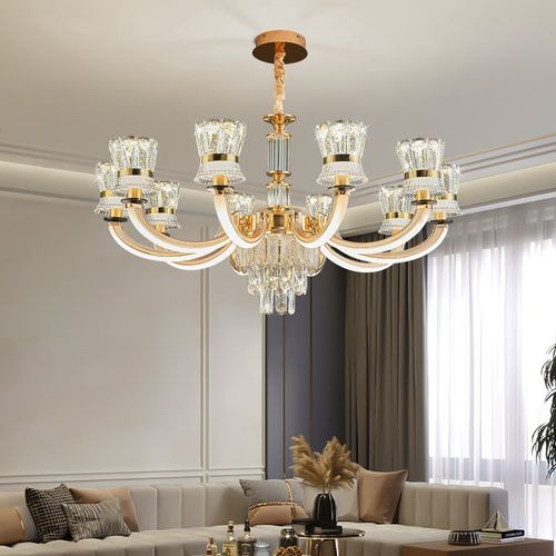 2024年新款水晶吊灯客厅轻奢主灯欧式奢华大气灯臂发光大灯