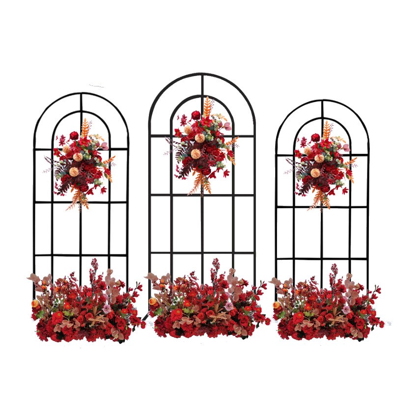 新款婚庆铁艺中式路引道具婚礼舞台创意造型屏风迎宾异形花架拱门