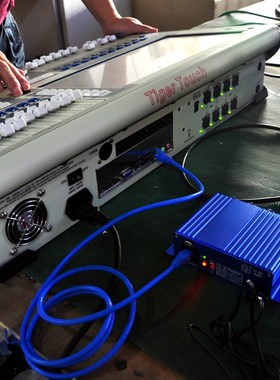 蓝色Artnet舞台灯光4口双向网络信号传输控制器4路输出DMX512控台