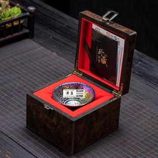 轻奢手工七彩窑变金盏鎏金单杯养生主人杯建盏斗笠个人专用茶杯碗