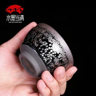 建阳建盏原矿釉铁胎纯手工茶杯李昌海鹧鸪斑禅定盏主人杯盏单杯