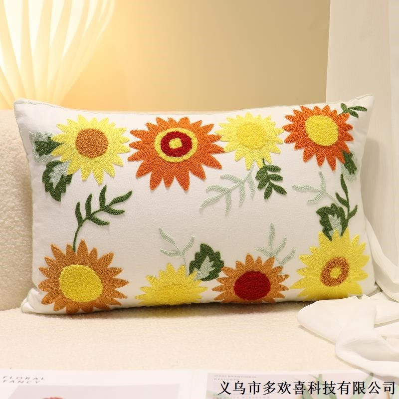 美式田园腰枕不含芯软装卧室抱枕套布艺靠枕客厅沙发飘窗床头靠枕