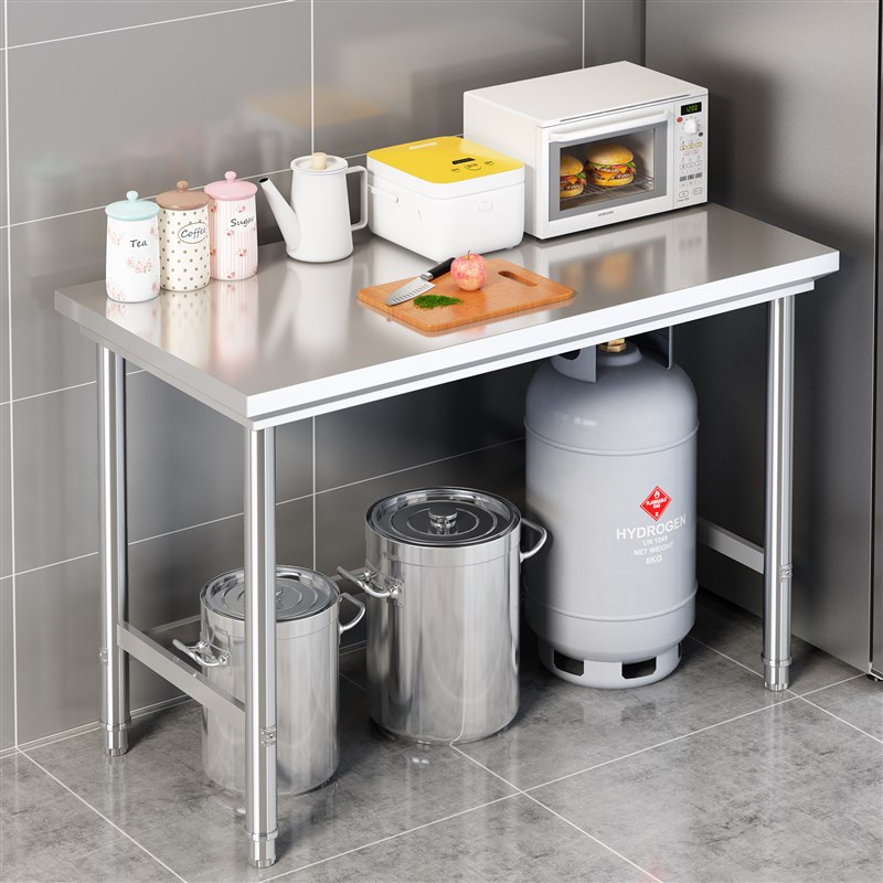 304单层不锈钢工作台厨房操作台灶台架商用长方形切菜桌子打荷台