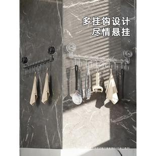 吸盘厨房挂钩一排滑轨挂钩架免打孔挂杆收纳橱柜门内侧挂架置物架