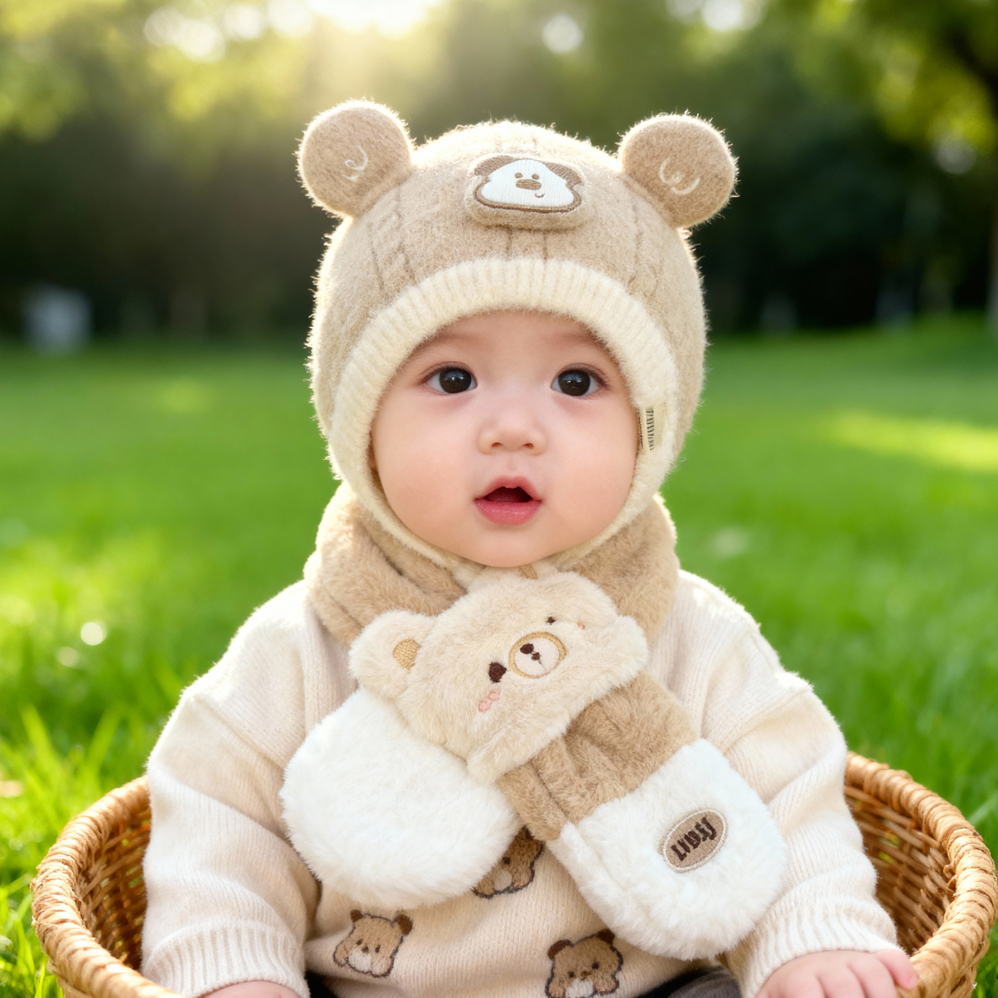 兔七宝婴儿帽子秋冬季可爱护耳帽