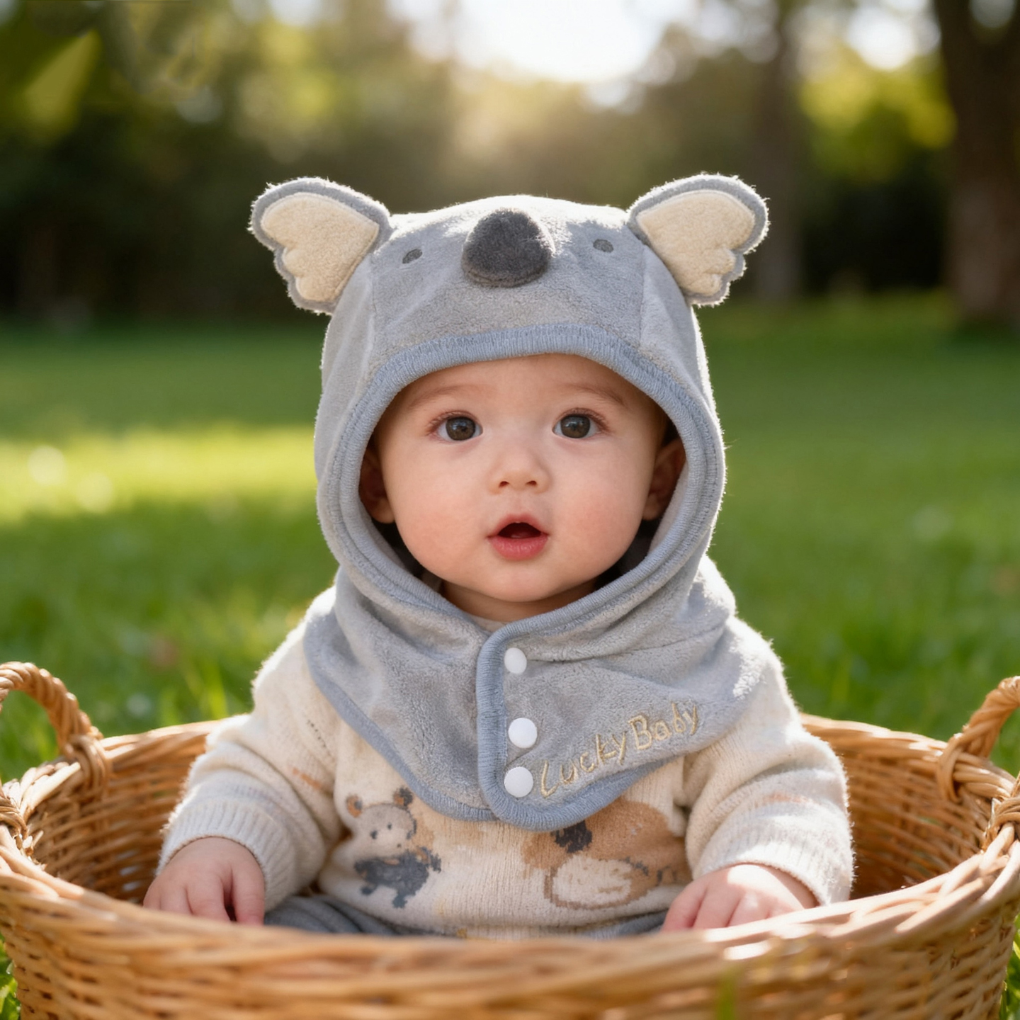 兔七宝毛线帽针织帽考拉设计可爱