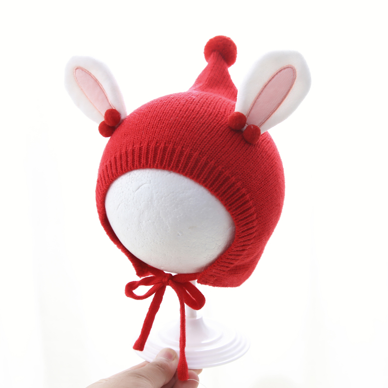 兔七宝婴儿帽子秋冬季可爱护耳帽