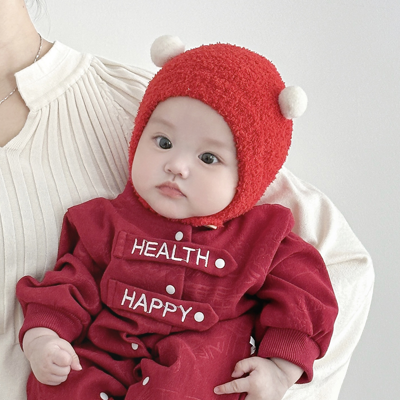 兔七宝婴儿帽子秋冬季洋气护耳帽