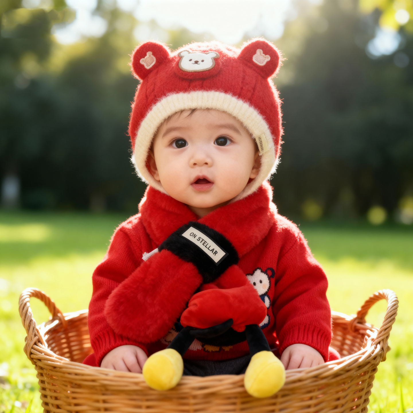 兔七宝婴儿帽子秋冬季可爱护耳帽