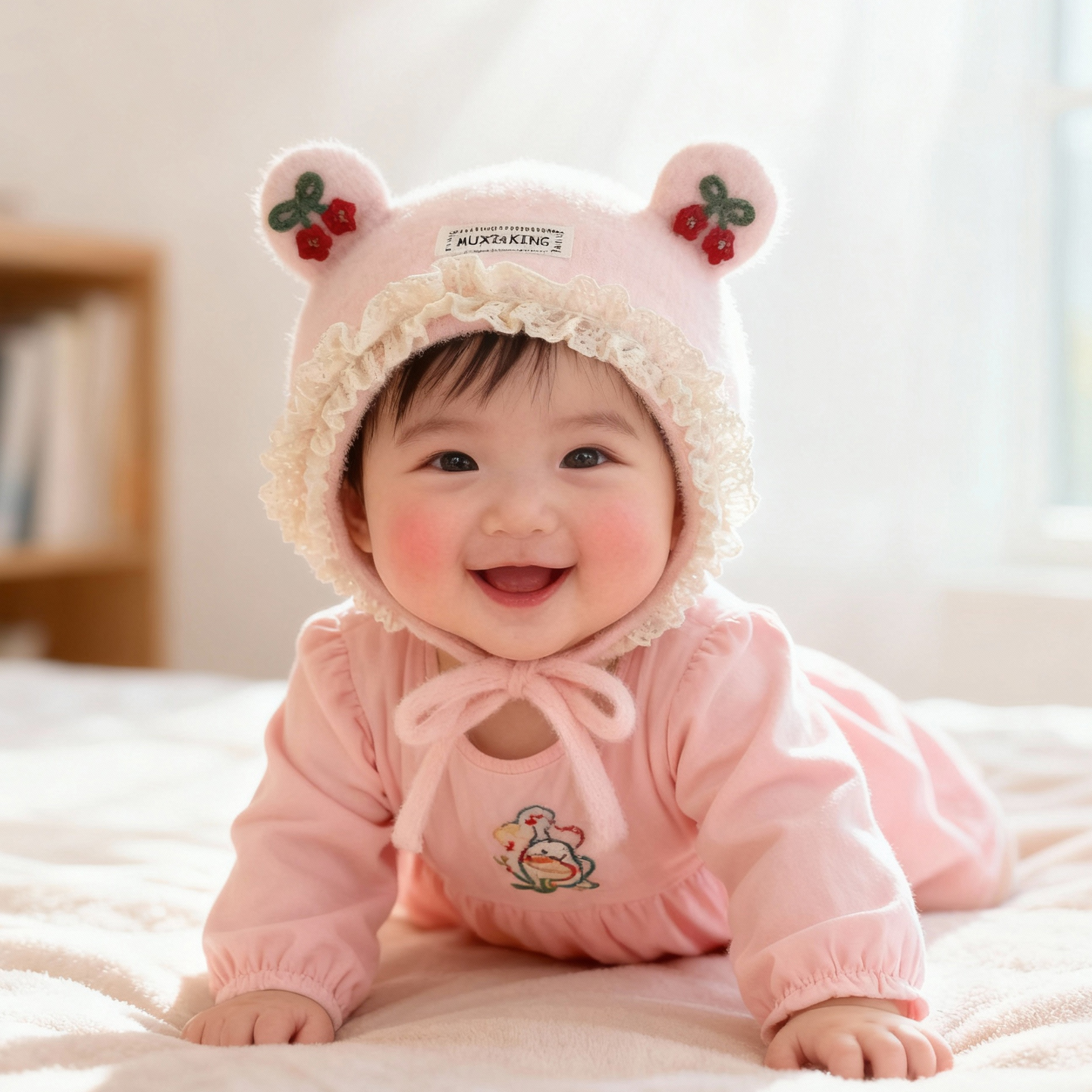 兔七宝婴儿帽子秋冬季洋气护耳帽