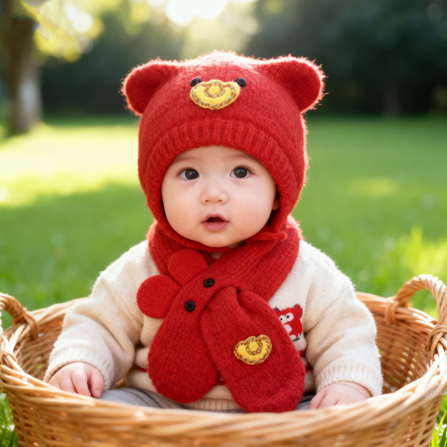 兔七宝婴儿帽子秋冬季可爱护耳帽