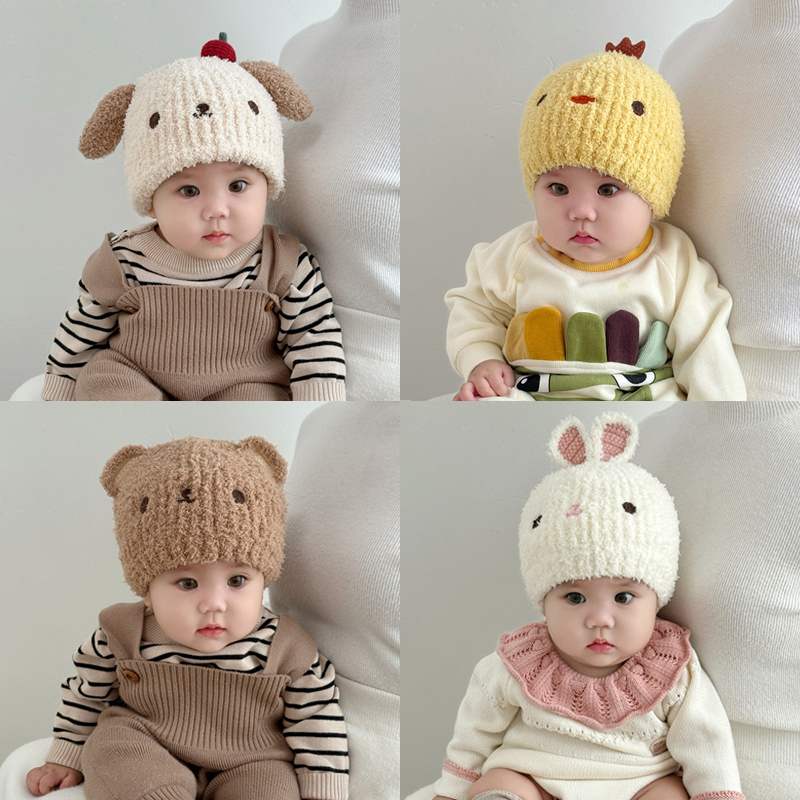 兔七宝婴儿帽子秋冬季可爱针织帽