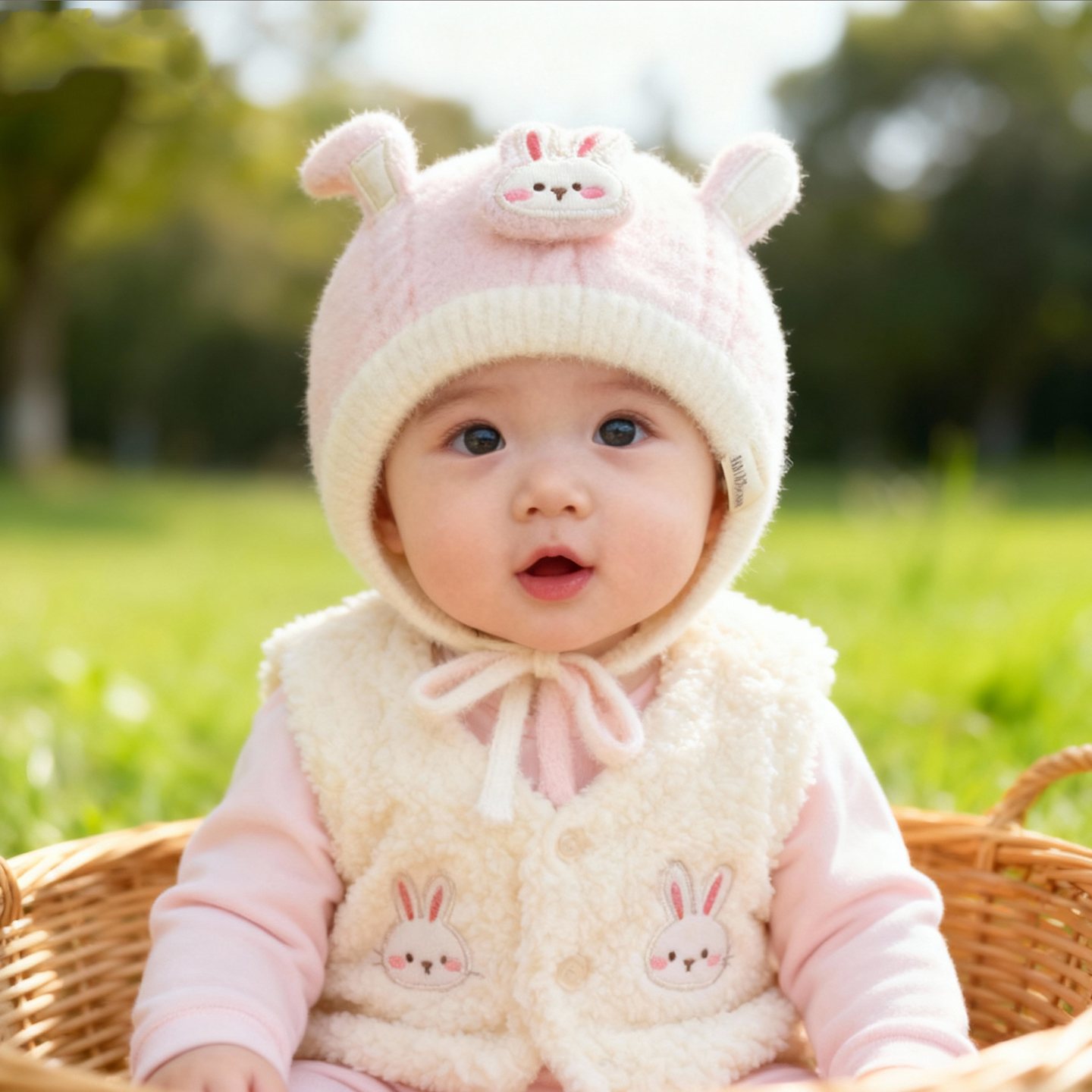 兔七宝毛线帽针织帽小兔设计可爱