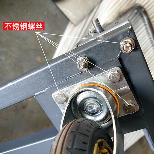 不锈钢扶手加厚 手推平板车 手拉方管车拖车 拉货静音折叠小推车